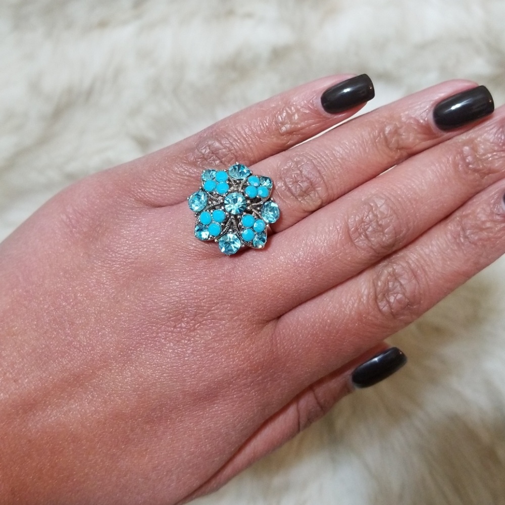 Blue cocktail ring